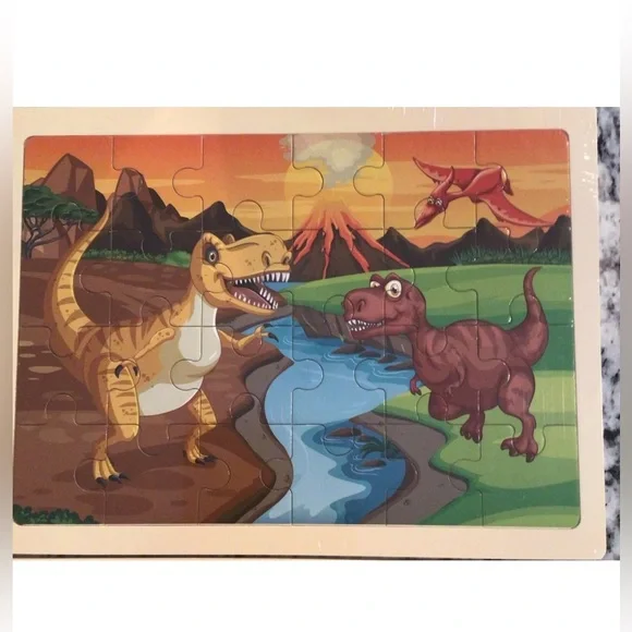 Dinosaur wooden jigsaw puzzles w/storage bag..(NWT) - Picture 5 of 7